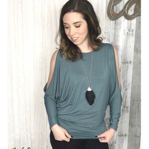 Cold Shoulder Dolman - Antique Blue